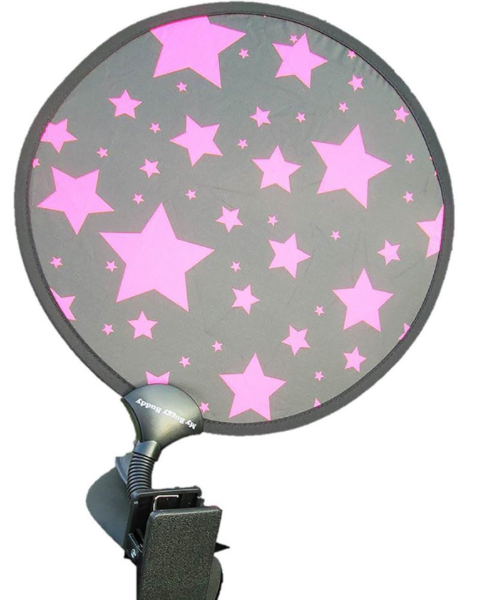 My Buggy Buddy Sunshade for Pram/ Car Seat, Universal Fit Parasol, UPF 50+ Protection, Easy Fold Away/ Pop Open, 34 cm Diameter, Pink Stars