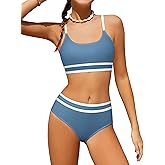 Girls Swimsuit Two Piece High Waist Athletic Bathing Suit Cute Classic Bikinis Set Kids Swim Suits