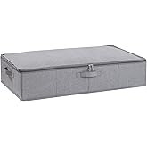 YheenLf Under Bed Storage Container, 23.6 x 11.8 x 5.9 Inch Clothes Organizer, Storage Bin With Lid With Handles for Blanket, Pillows, Shoes, Grey, 1 Pack