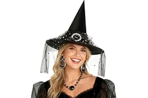 KITRDOOR Halloween Witch Hat, 1 Pcs Black Witch Costume Accessory for Halloween Witch Cosplay Party Favor Holiday Decoration