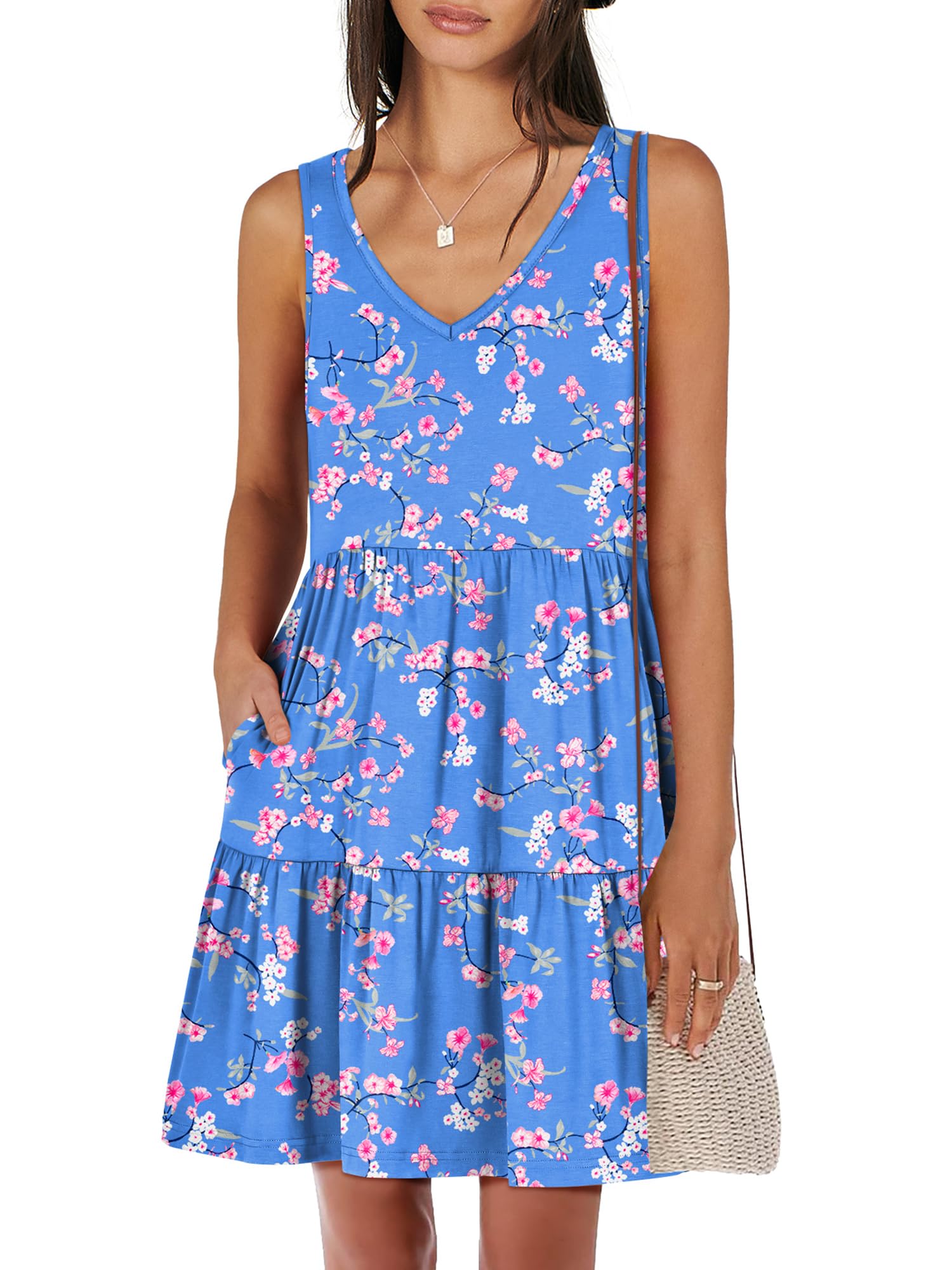 Cuban Flag Women's Sling Beach Sundress - Casual Swing Tank Dress, Sleeveless (Polyester/Spandex) - View #6
