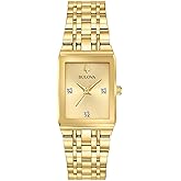 Bulova Ladies Futuro Quadra Rectangular Case Yellow Gold-Tone Stainless Steel Watch | 20.5x32mm | 97P140