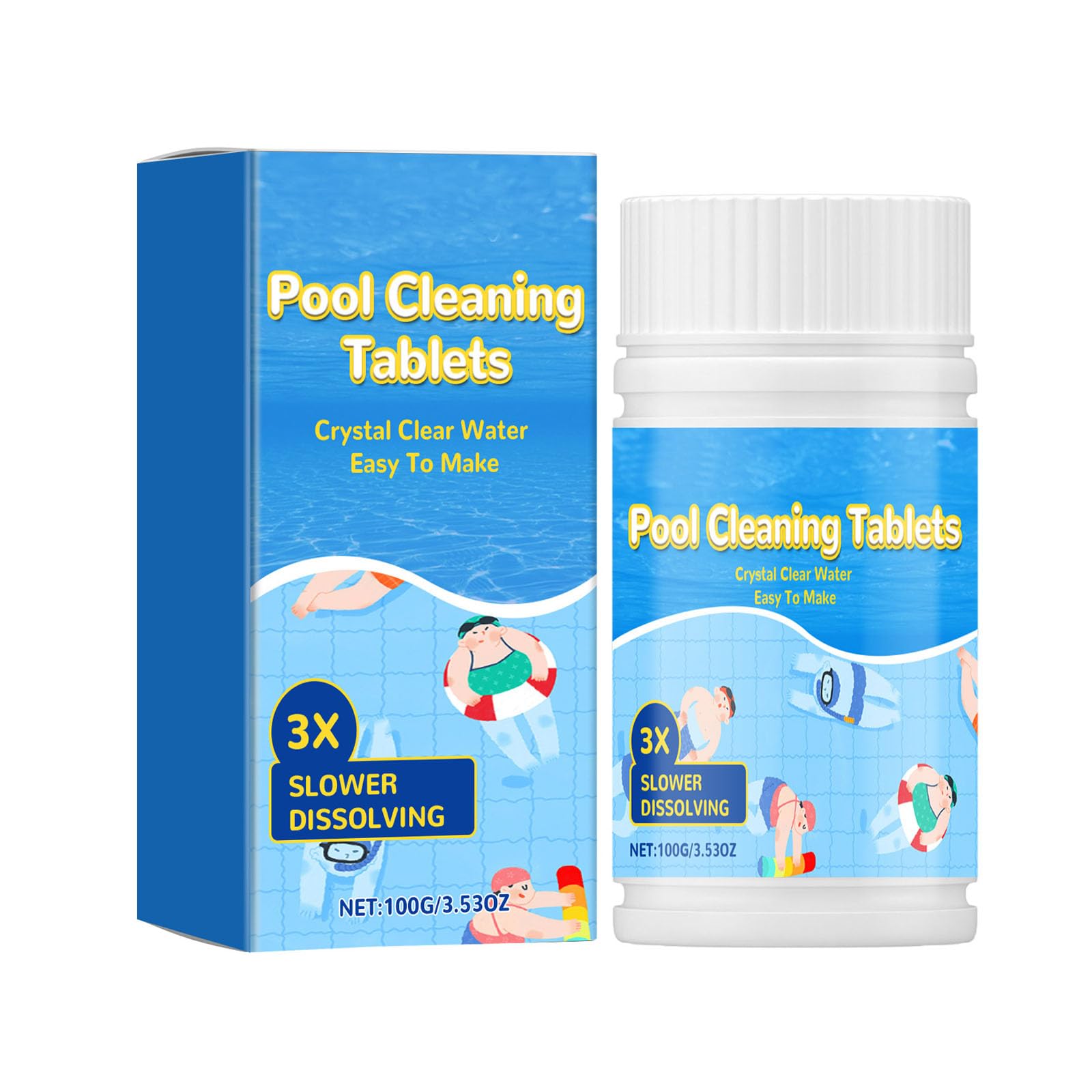 Chlorine Tablets for Swimming Pool and Spas, 100g Chlorine Tablets for Hot Tub, Water Cleaning Tablets For Paddling Pool,Bathtubs and Spa, Make The Pool Clearer