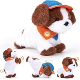 hahaland Electronic Interactive Plush Dog Toy, Realistic Robot Puppy Toy | Voice Command Control, Walking, Talking, Barking, Singing &amp; Dancing Toy with Copy Me Mode, Pretend Pet for Kids Ages 3+