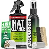 4-in-1 Professional Hat Cleaning Kit - Removes Dirt and Stains, Gentle Cleaner for Baseball Caps, Cowboy, and Felt Hats - Includes Hat Deodorizer, Brush, and Microfiber Cloth