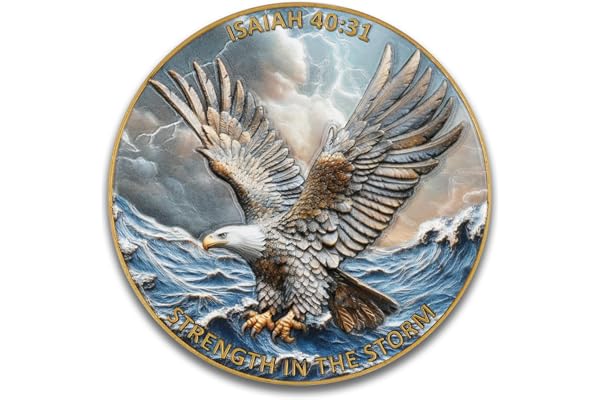 Inspirational Eagle Challenge Coin with Isaiah 40:31 Bible Verse - Motivational Military & First Responder Gift, Christian Faith Keepsake, Storm Survival Symbol