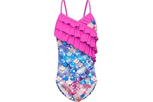 Danvren Girls One Piece Swimsuits Quick Dry Beach Mermaid Swimwear Bathing Suit for Beach 5-12 Years