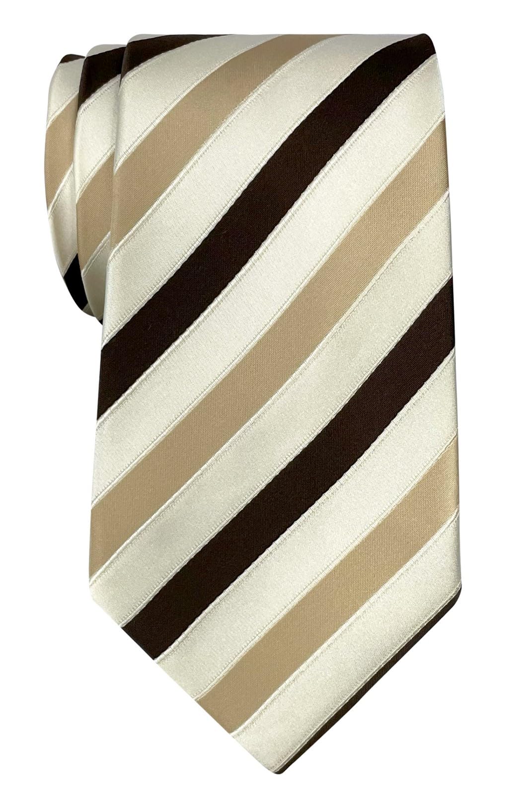 Retreez Three-Colour Stripe Woven Microfiber Men's Tie Necktie - Yellow and Brown