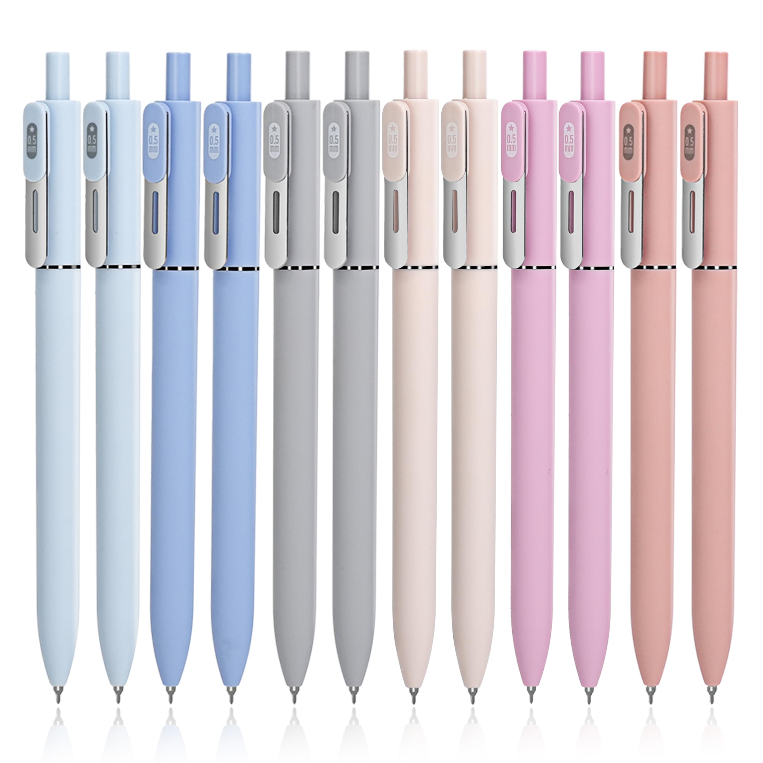 DR DOURONGE Retractable Gel Pens 12pcs, 0.5mm Fine Point, Quick Drying Black Ink, Smooth Writing, No smear, No skipping, Aesthetic Pens for Journaling, Note Taking, Office Pens for Women and Men