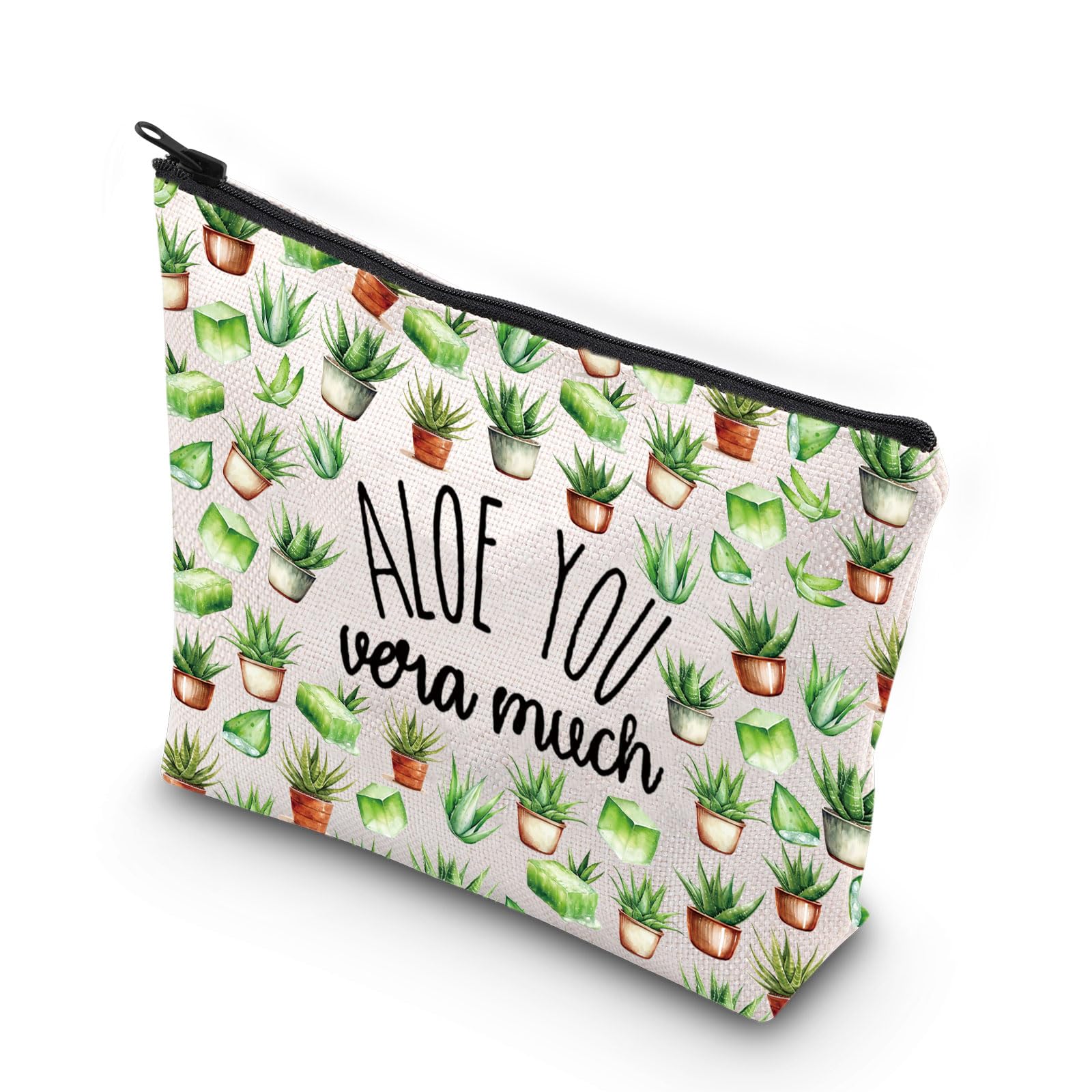 Aloe Vera Plant Makeup Bag Aloe Vera Gifts Aloe You Vera Much Aloe Vera Lover Gifts Aloe Vera Zipper Bag (Aloe You UK)