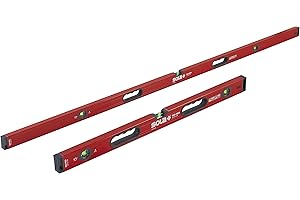 SOLA LSB7832 Big Red Aluminum Box Beam Level Jamb Set with 3 60% Magnified Vials, 32 & 78-Inch