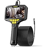 Zealtron Dual Lens Endoscope Camera with Light, 5.0'' IPS Screen Inspection Camera, 1080P HD Handheld Borescope with 8 LED Lights, 7.9mm IP67 Waterproof Lens with 16.5ft Semi-Rigid Cable