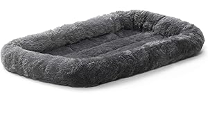 New World Gray Dog Bed | Bolster Dog Bed Fits Metal Dog Crates | Machine Wash & Dry, 22-Inch