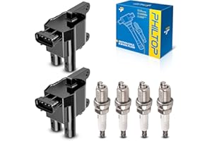 PHILTOP Set of 4 Ignition Coil Pack and Iridium Spark Plugs Fits for Toyota 1997-2001 Camry 2.2L,1998-2000 RAV4 2.0L,1999-2001 Solara 2.2L
