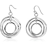 Silver Circle Earrings Sterling Silver Earrings for Women Bohemian Earrings Hypoallergenic Irregular Dangle Earrings Boho Earrings for Women