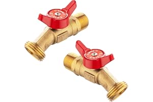 HeSun 2-Pack Outdoor Hose Bibb Faucet/Valve,1/4-Turn Brass Sillcock Garden Spigot,3/4" Male NPT Inlet x 3/4" Male Hose Thread (GHT) Outlet,Red
