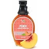 Green Jay Gourmet Peach Syrup - 3 Ingredient Non GMO Fruit Syrup - 8 oz | Non GMO &amp; Preservative Free, Perfect for Breakfast, Pancakes, Waffles, French Toast, Coffee, Drinks &amp; Desserts