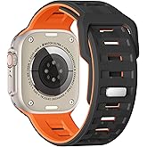 Hamile Sport Bands Compatible with Apple Watch Ultra 2/Ultra 3/Ultra, Apple Watch Bands for men 49mm 46mm 45mm 44mm 42mm, Soft Breathable Waterproof Silicone Strap for iWatch Series 11 10 9 SE 8-1