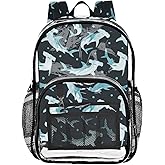 PJGINUIUA Hammerhead Shark Print Clear Backpack Lightweight Large Capacity See Through Bookbag Transparent Daypack Bag, 12L
