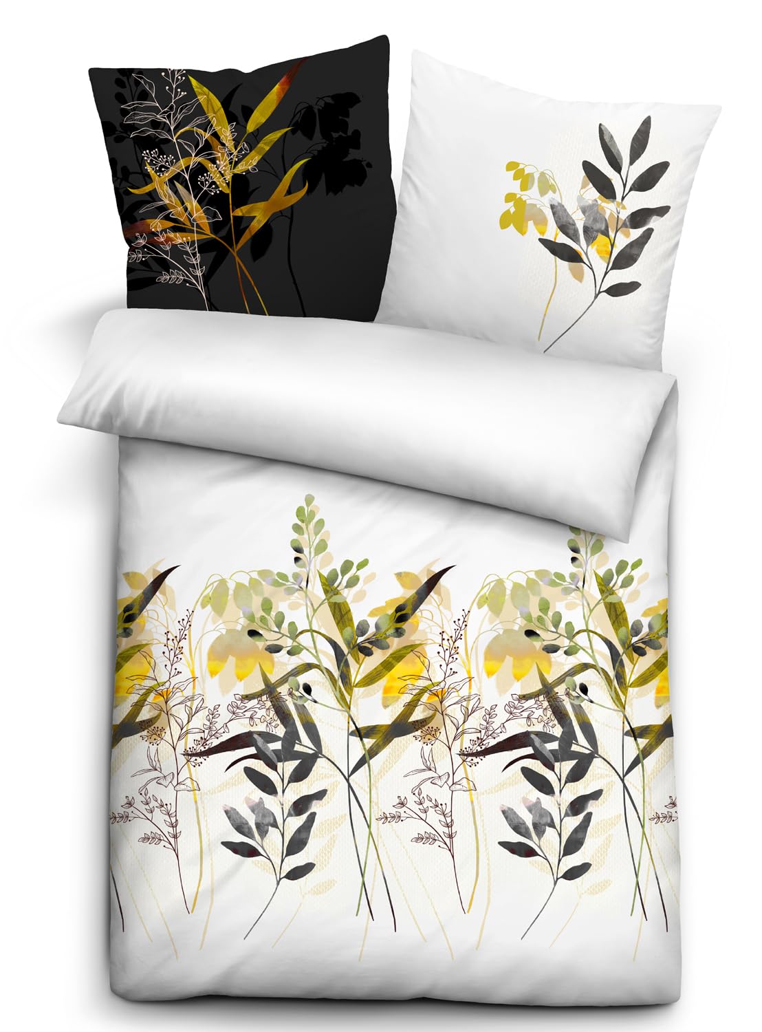 biberna 0636160 Bed Linen Set with Pillowcase Maco Cotton Satin 1x 135 x 200 cm and 1x 80 x 80 cm White