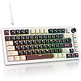 SbocKeeb 75% Mechanical Keyboard Gasket with Knob, Custom Wired Creamy Gaming Keyboard TKL 75 Percent Hot Swappable RGB Backlit, Pre-lubed Switch for Win/MAC（Roma/White Switch）