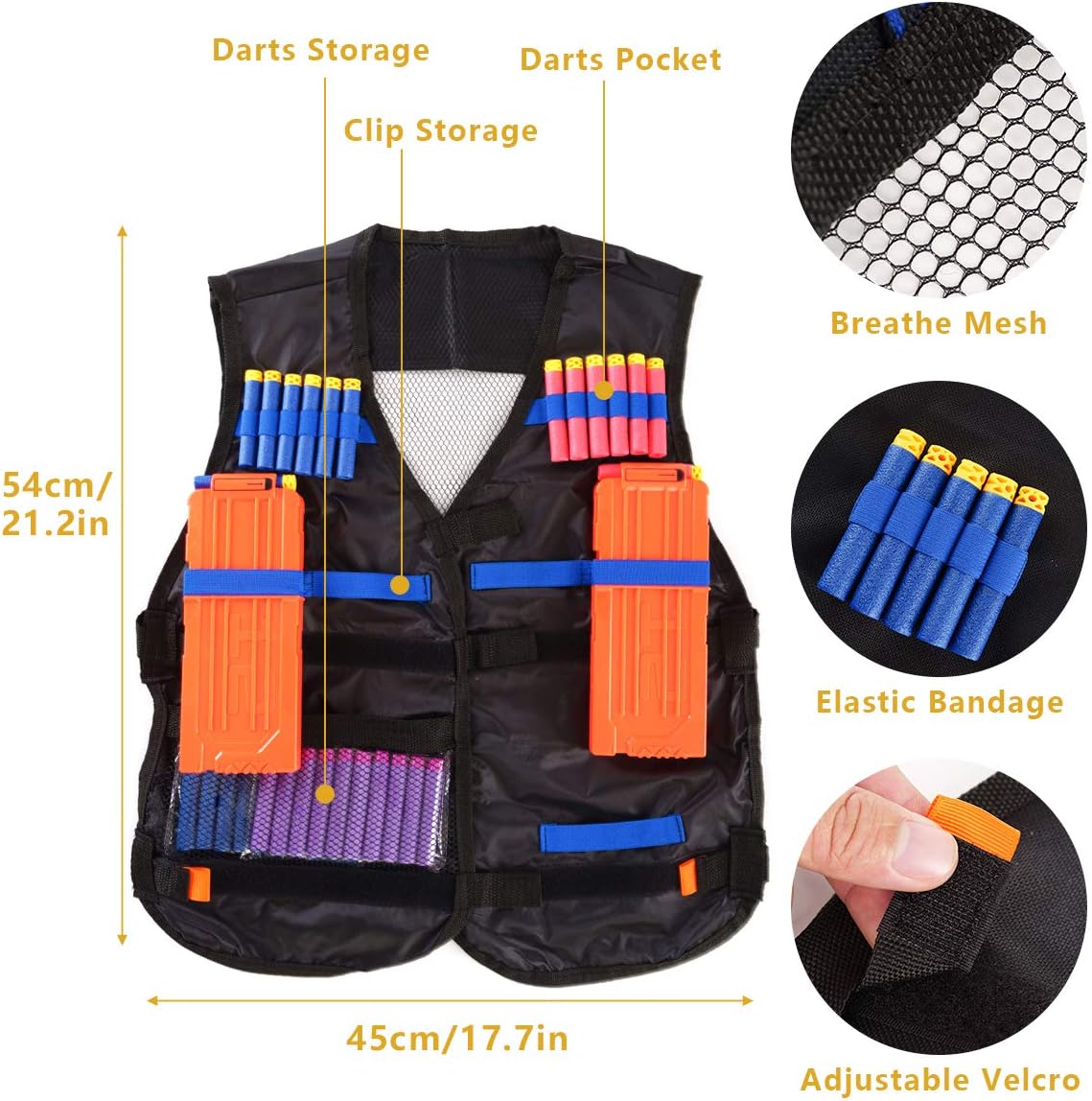 Locisne Jungle Tactical Vest Jacket Kit for Toy N-Strike Elite Series (w/40pcs Foam Dart+Glasses+Face Mask+2Pcs Quick Reload Clip+2Pcs 8-dart wrist band+Dart Bag) - Image 3