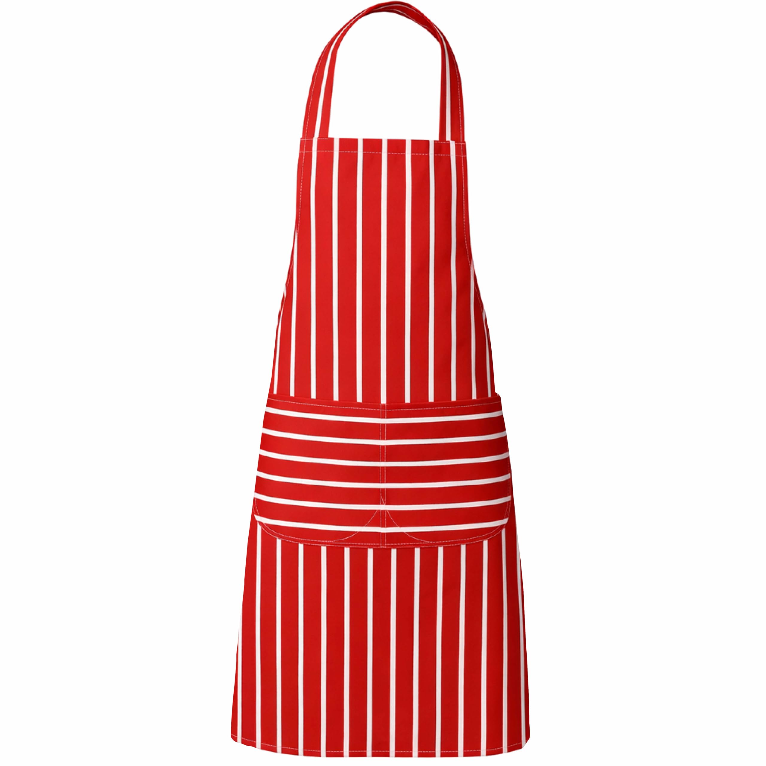 Clay Roberts Chefs Apron, Red, Cooking and Baking Apron for Men and Women, Double Pockets, Kitchen Butchers Aprons, BBQ & Catering Bibs, Cooking Tabards