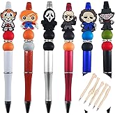 LDZBUOM 11 PCS Horror Movie Role Pen,Novelty Halloween Spooky Horror Pens For School Office Supplies With Kids And Adults (ABCDEF+5)