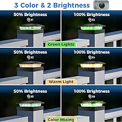 Peasur 2 Packs 4x4 Solar Post Lights Outdoor, Green