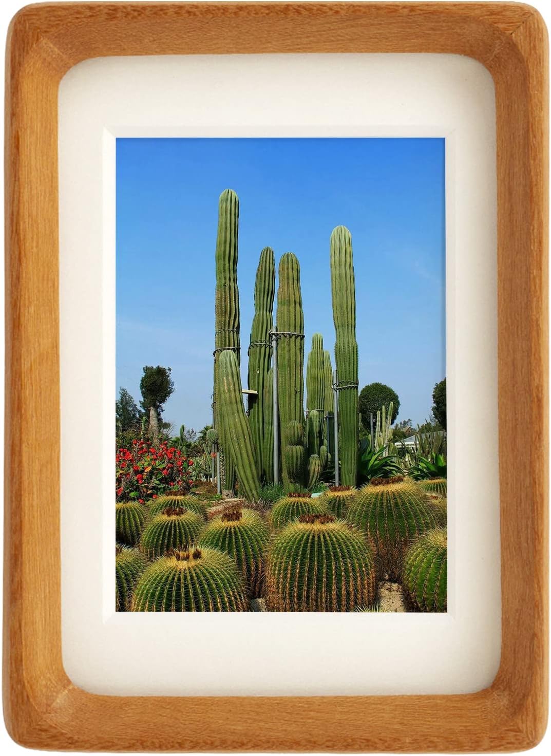 Photo Albums, Frames & Accessories - Natural Wood Photo Frames Inspired Tabletop Picture Frame with Mat, Vertical or Horizontal Display (Teak, 5x7 matted to 4x6)