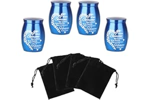 ABIGIO Mini Urns for Ashes Keepsake Set of 4, Small Cremation Keepsake Urns for Human/Pet Ashes, Memorial Sharing Urns for Family & Loved Ones - Blue