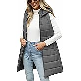 Yusongirl Puffer Vest for Women Long Hooded Lightweight Puffy Jacket Warm Sleeveless Fall Winter down Coat Outerwear