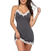Avidlove Womens Nightgown Sexy Lace Sleepwear V Neck Full Slip Chemise Lingerie Cotton Night Gowns Babydoll Sleepshirt