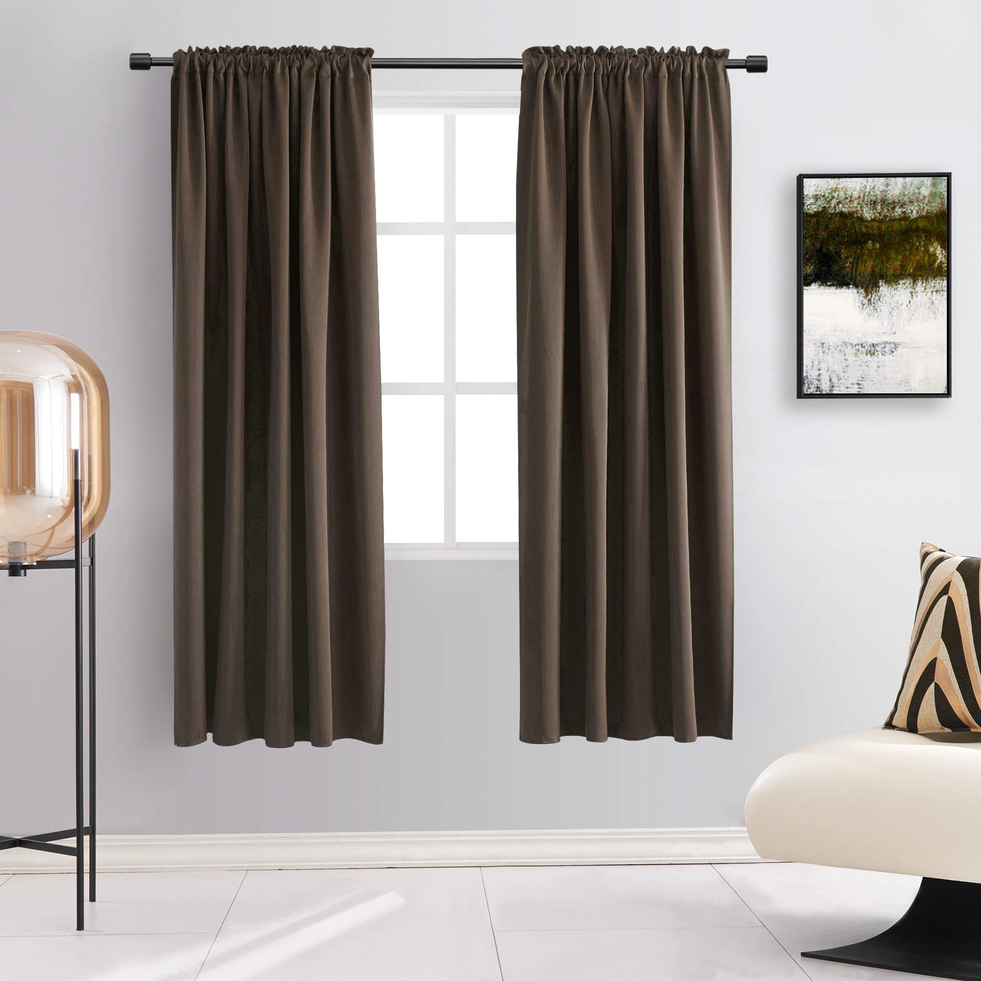 DONREN Blackout Rod Pocket Curtain Panels - Thermal Insulated Curtains for Living Room (Chocolate Brown,42 W x 72 L Inch,2 Panels)