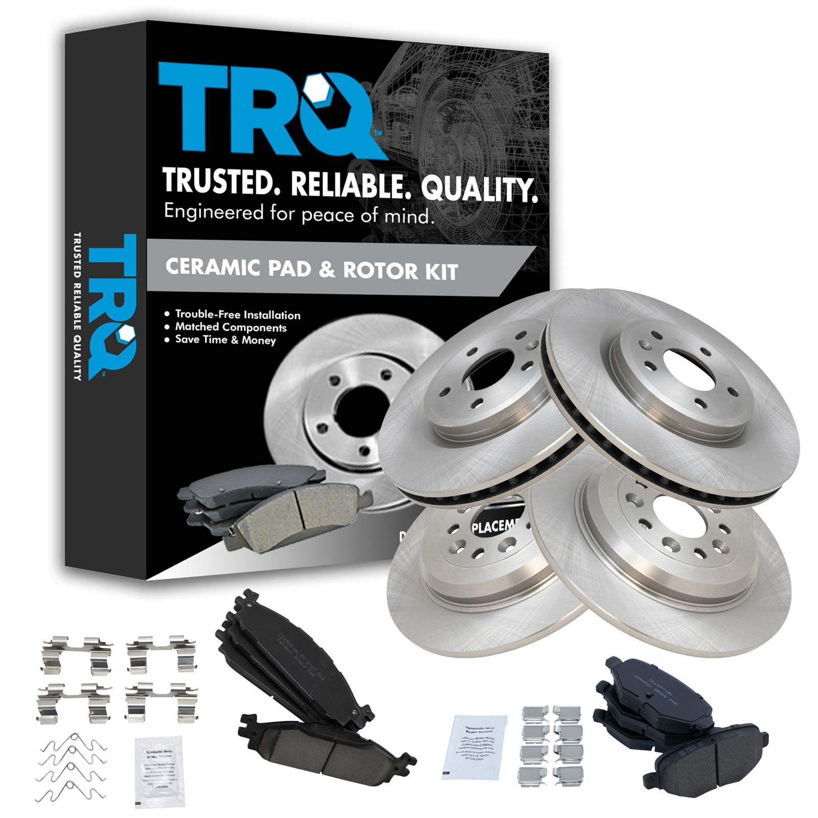 Photo 1 of TRQ Front and Rear Brake Pad & Rotor Kit Brake Pads Brake Rotor Ceramic Compatible with 2011-2019 Ford Explorer 2009-2019 Flex 2010-2019 Taurus 2009-2012 Lincoln MKS MKT