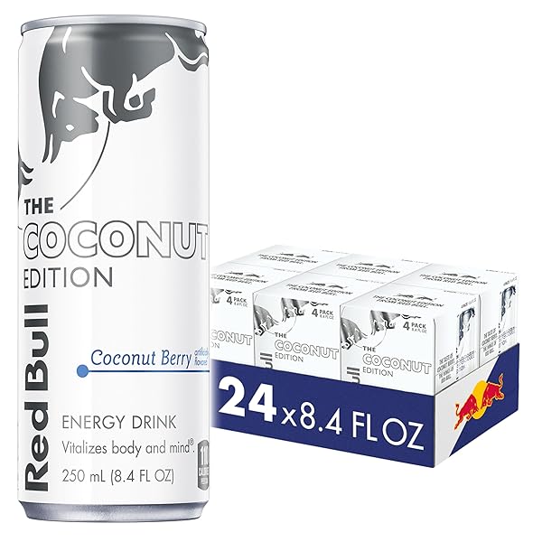RED BULL COCONUT EDITION ENERGY DRINK, COCONUT BERRY, WITH 80MG CAFFEINE PLUS TAURINE & B VITAMINS, 8.4 FL OZ, 6 PACKS OF 4 CANS (PACK OF 24)
