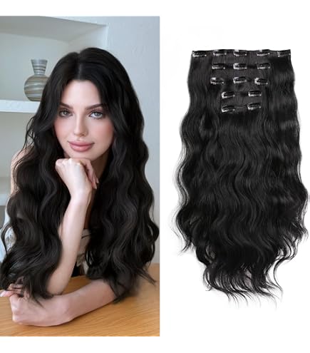 Black Synthetic Hair Extensions 22in Long Curly ClipIn for Women Amazon.com : LONAI 4PC Clip in Hair Extensions, 100％ Pure  main image 2