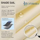 HEYOMART Sun Shade Sail 5x5x5mm Triangle Cream White 98% UV Block view 4