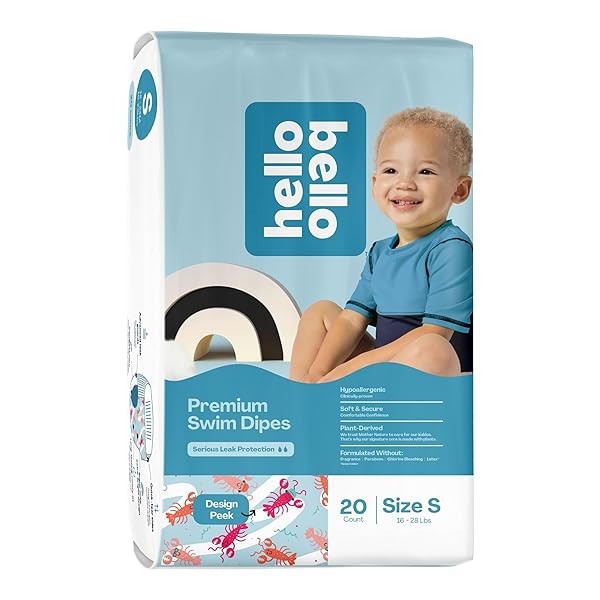 HELLO BELLO PREMIUM SWIM DIAPERS, SIZE S (16-28 LBS), CUTE EXTRA-BRIGHT LOBSTER DESIGNS, 20 COUNT JUMBO PACK