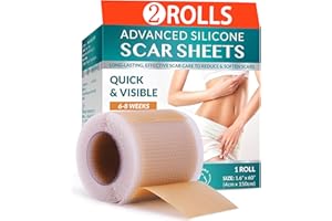 Silicone Scar Sheets Tape for Surgical Scars, C-Section, Tummy Tuck and Keloid (1.6"x 60" Roll-1.5M-2PACK)
