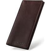 VISOUL Leather Checkbook Cover Wallet for Men with RFID Blocking, Mens Long Bifold Cash Tall Wallet with 11 Credit Card Slots 1 ID Window (Coffee)