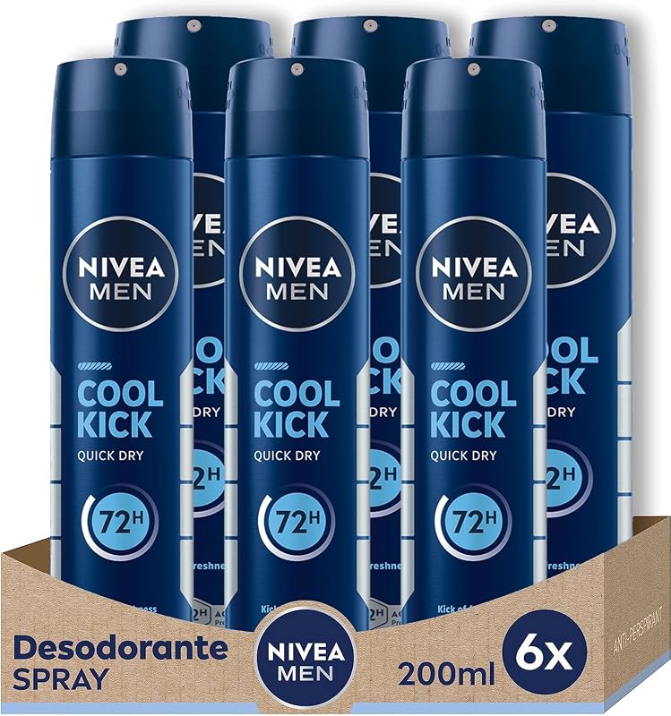 NIVEA Spray Cool Kick Men - 200 ml - 6 Stück