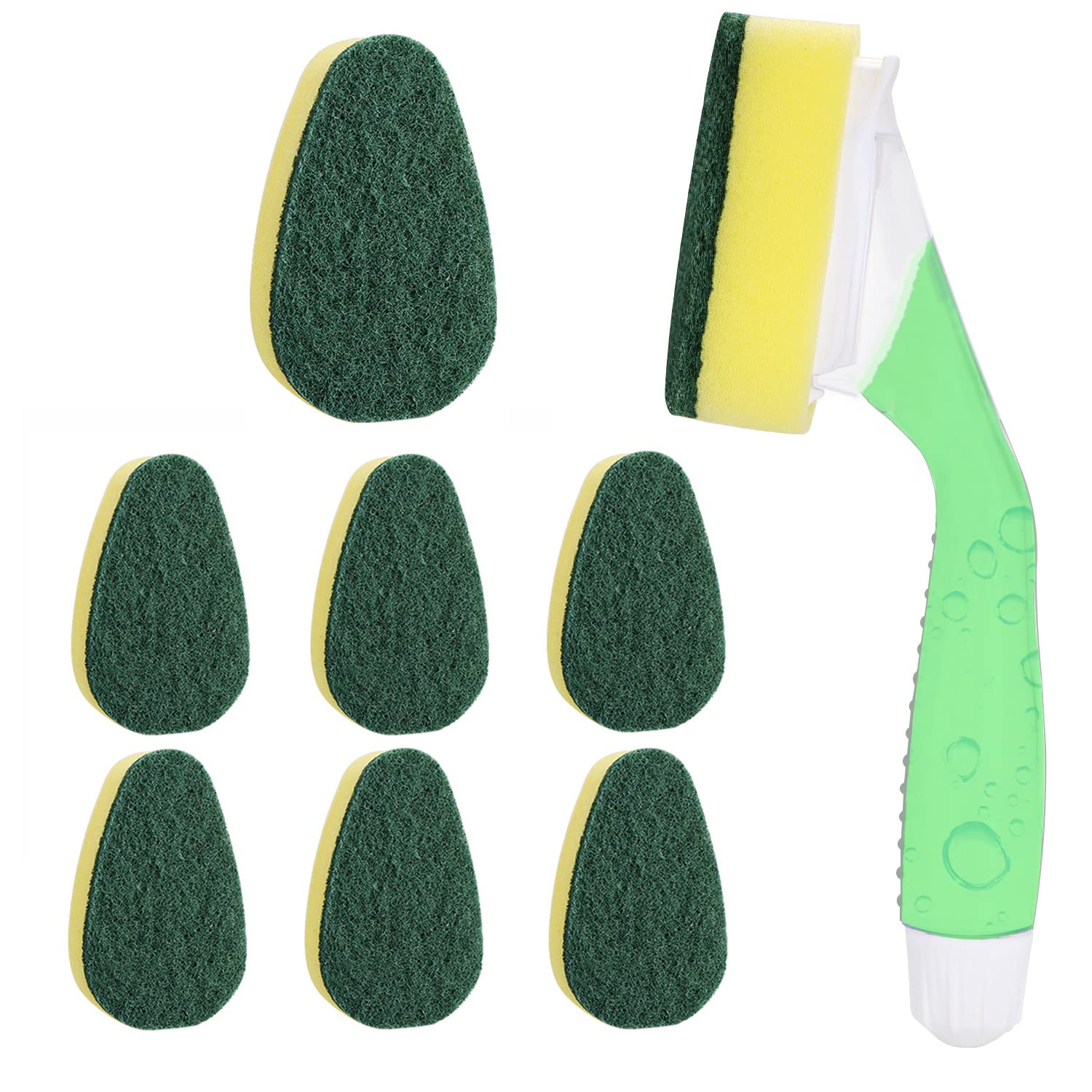 Photo 1 of Dish Wand with 7Pack Replacement Dish Wand Sponges,Not Easy Leak Dishwand and Long Lasting Replacement Sponge Heads,Dish Brush Pads Kitchen Cleaning Sets