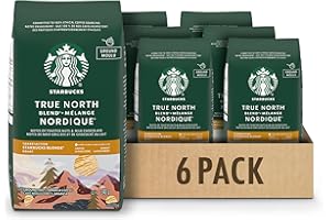 Starbucks True North Ground Coffee, Light Roast Coffee, 100% Ground Arabica Beans - 340g Bags (Pack of 6, 2040g)