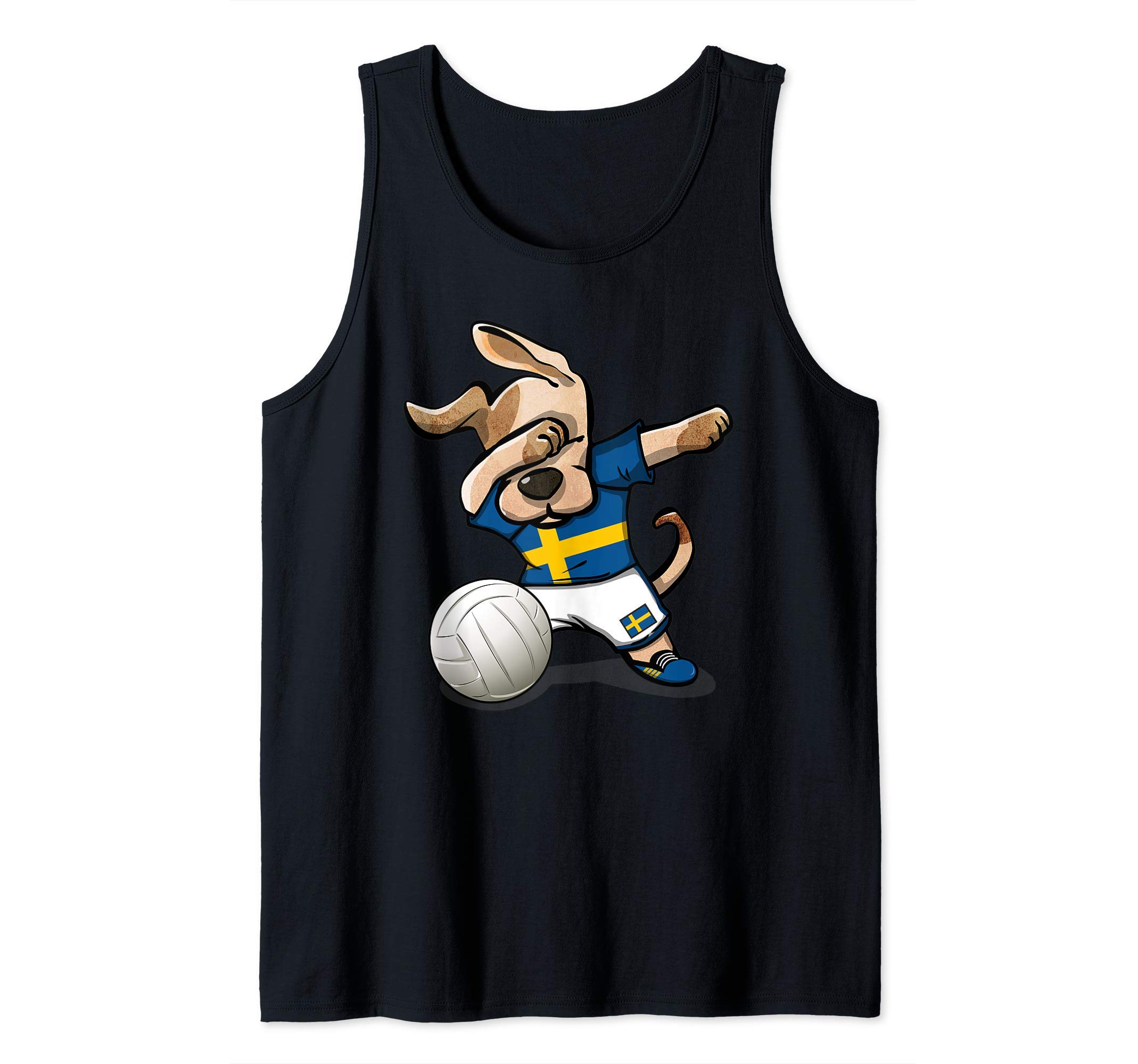 Cute Dabbing Dog Proud Sweden Volleyball Lovers Swedish Flag Tank Top