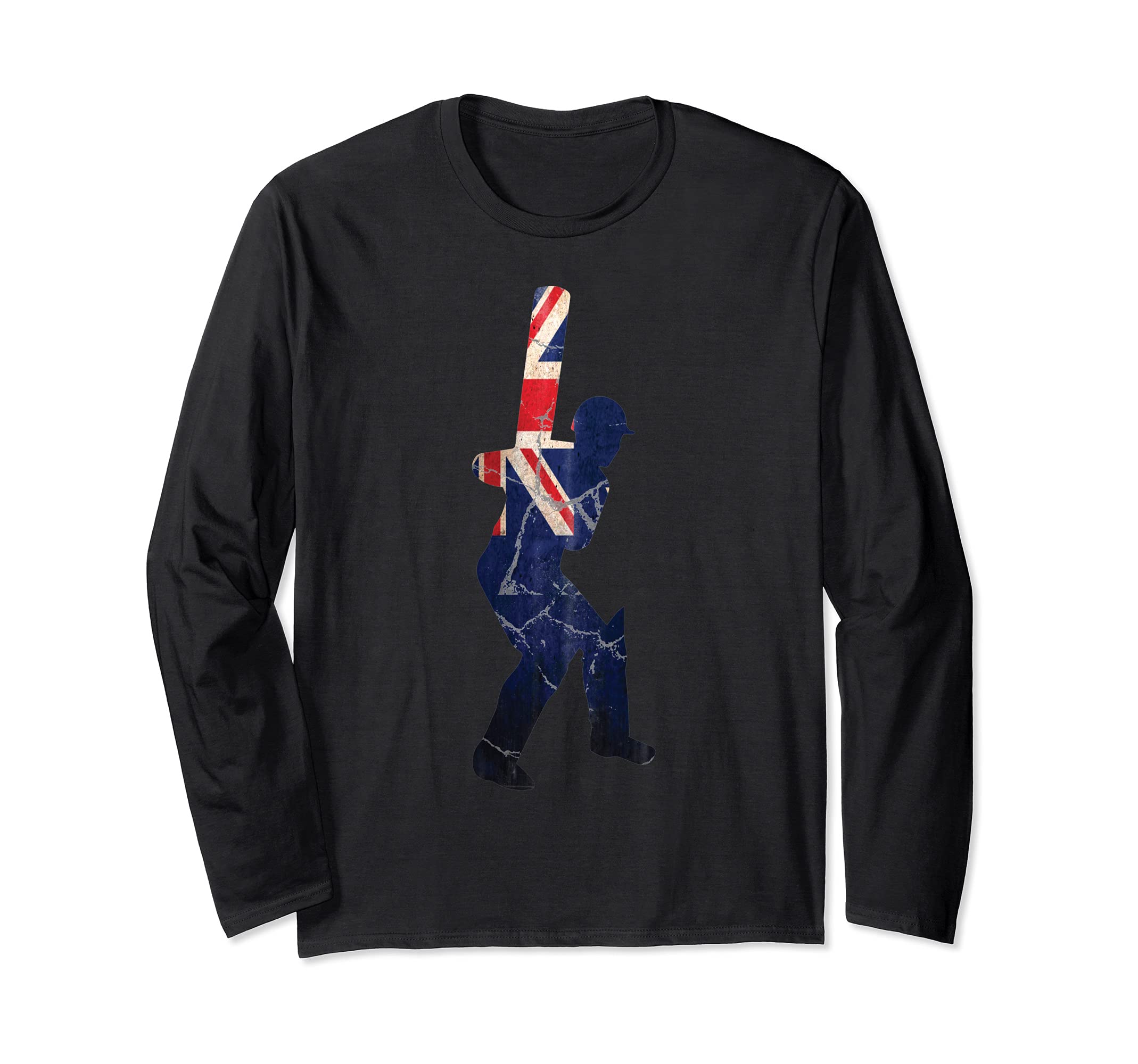 England Cricket Batsman Batting UK British International Fan Long Sleeve T-Shirt