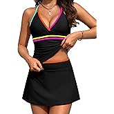 BMJL Womens Two Piece Tankini Bathing Suits with Skirt Tummy Control Swimsuits Modest Swimwear 2025