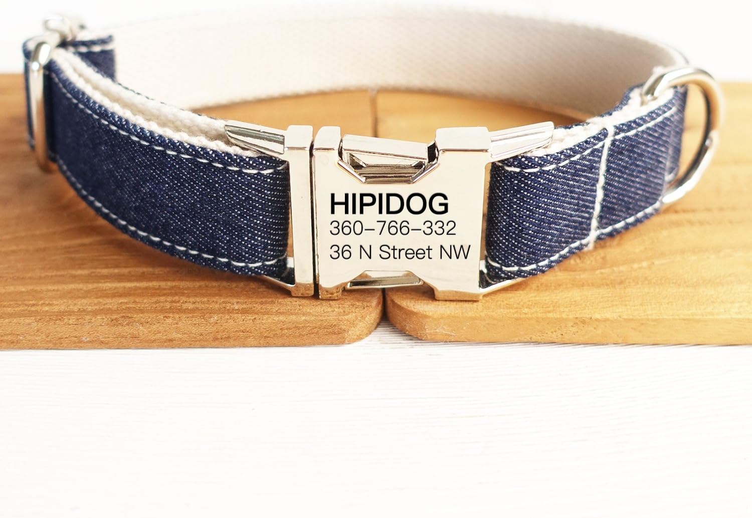 hipidog Personalized Dog Collar, Custom Engraving with Pet Name and Phone Number, Adjustable Tough Nylon ID Collar, Matching Leash Available Separately- Tagless Info Collar