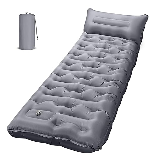 OUTTPLY Sleeping Pad, 6" Extra Thick Camping Mat with Pillow Built-in Foot Pump, Ultra Comfortable Inflatable Sleeping Mat for Camping, Backpacking, Hiking, Camp Tent - Enjoy a Comfy Sleep