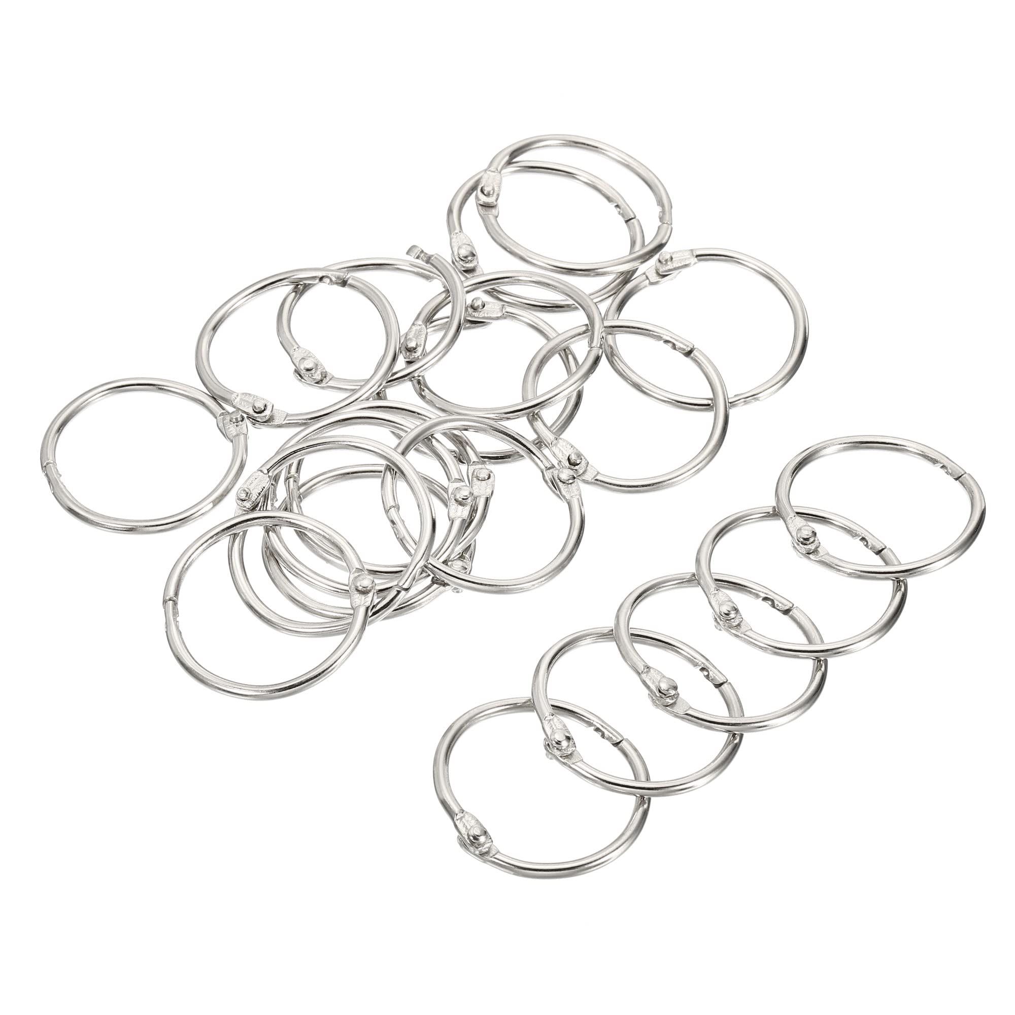 PATIKIL 1.18" Dia Binder Rings, 20 Pack Detachable Metal Book Loose Leaf Rings for Index Cards Scrapbooks Word Cards, Silver Tone